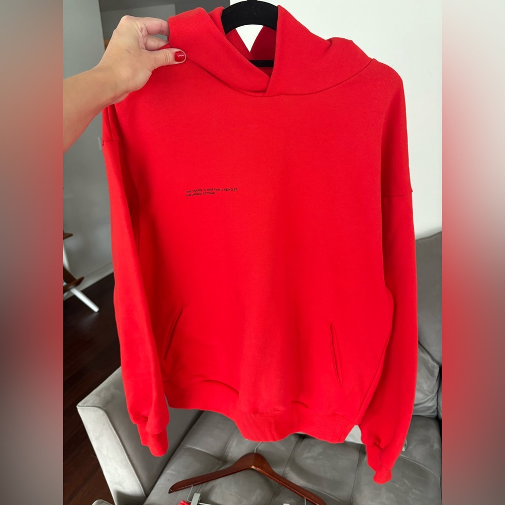 Pangaia Red Organic Cotton Hoodie and Pants Set Size S Oversized Unisex Goji Red - Picture 6 of 17